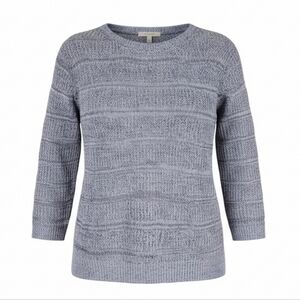 Ann Taylor Loft Sweater Size L Step Hem Pullover Open Knit 3/4 Sleeve Open Knit